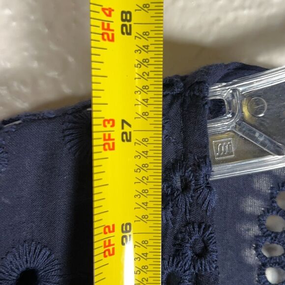 Suzanne Betro Sz L Navy, Black, and White Cutout Open Cardigan Jacket Fringe - Picture 8 of 8